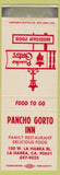 Matchbook Cover - Pancho Gorto Inn La Habra CA SAMPLE WEAR