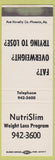 Matchbook Cover - Nutri Slim Weight Loss SAMPLE Phoenix AZ