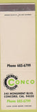 Matchbook Cover - Conco Cement Co Concord CA SAMPLE
