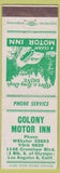 Matchbook Cover - Colony Motor Inn Los Angeles CA