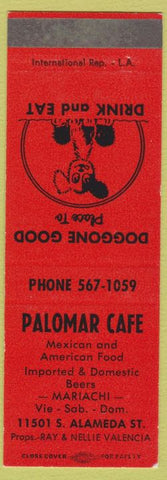 Matchbook Cover - Palomar Cafe Los Angeles CA? SAMPLE