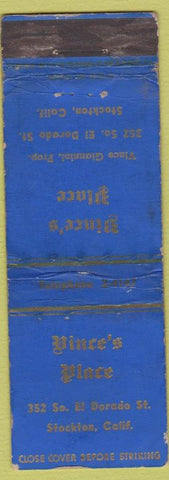Matchbook Cover - Vince's Place Stockton CA WORN