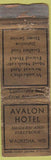 Matchbook Cover - Avalon Hotel Waukesha WI POOR
