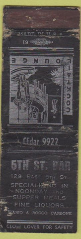Matchbook Cover - 5th St Bar NO TOWN POOR