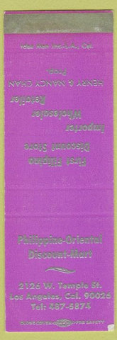 Matchbook Cover - Philippine Oriental Discount Mart Los Angeles CA SAMPLE