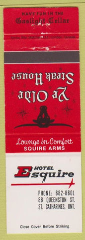 Matchbook Cover - Ye Olde Steak House St Catharines OH Hotel Esquire
