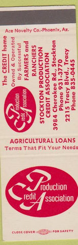 Matchbook Cover - Production Credit Agriculture Banking SAMPLE Stockton Tracy CA