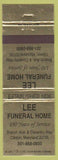 Matchbook Cover - Lee Funeral Home Clinton MD