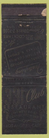 Matchbook Cover - 331 Club Los Angeles CA WORN