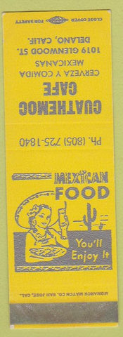 Matchbook Cover - Cuathemoc Cafe Delano CA Mexican Food girlie SAMPLE