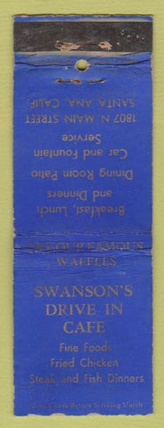 Matchbook Cover - Swanson's Drive In Cafe Santa Ana CA WORN