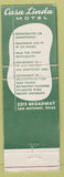 Matchbook Cover - Casa Linda Motel San Antonio TX