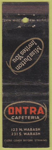Matchbook Cover - Ontra Cafeteria Chicago IL WORN