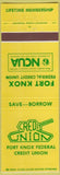 Matchbook Cover - Fort Knox Federal Credit Union KY