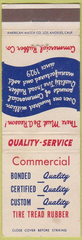 Matchbook Cover - Commercial Rubber Co Tires Los Angeles Oakland Fresno CA