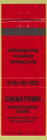 Matchbook Cover - Chinatown Chiense Food Wyoming MI