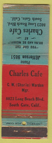 Matchbook Cover - Charles Cafe South Gate CA WEAR