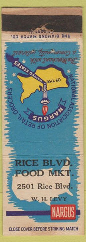 Matchbook Cover - Nargus Grocery Retail Association Rice Blvd Grocery Houston TX