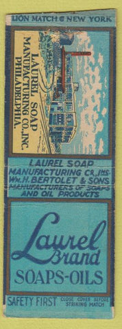 Matchbook Cover - Laurel Brand Soaps Oils BOBTAIL Safety First