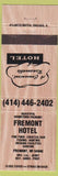 Matchbook Cover - Fremont Hotel Fremont WI