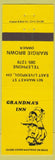 Matchbook Cover - Grandma's Inn East Liverpool OH yellow