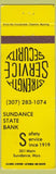 Matchbook Cover - Sundance State Bank WY