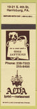 Matchbook Cover - Alva Hotel Restaurant Harrisburg PA