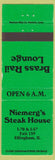 Matchbook Cover - Niemerg's Steak House Effingham IL green