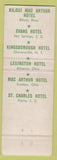 Matchbook Cover - Mac Arthur Hotels Biloxi MS Pierre SD Hot Springs Alliance OH