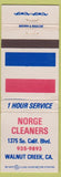 Matchbook Cover - Norge Cleaners Walnut Creek CA