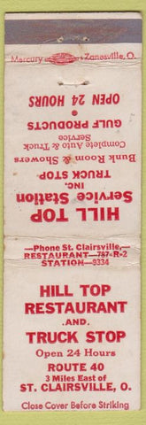 Matchbook Cover - Hil Top Gulf oil gas ST Clairsville OH WORN