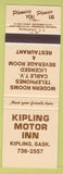 Matchbook Cover - Kipling Motor Inn Kipling SK