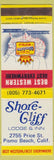 Matchbook Cover - Shore Cliff Pismo Beach CA Best Western WEAR
