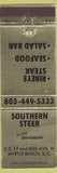 Matchbook Cover - Southern Steer Myrtle Beach SC