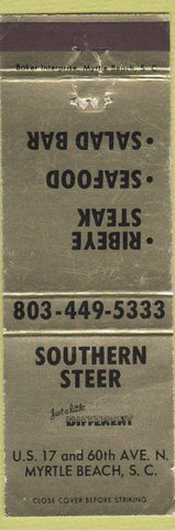 Matchbook Cover - Southern Steer Myrtle Beach SC