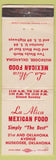 Matchbook Cover - La Alica Mexican Food Muskogee OK