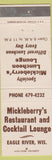 Matchbook Cover - Mickleberry's Restaurant Eagle River WI
