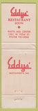 Matchbook Cover - Eddy's Restaurant Kansas City MO