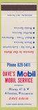 Matchbook Cover - Dave's Mobil oil gas Allenton WI