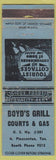 Matchbook Cover - Boyd's Grill gas North Pleasanton TX WORN