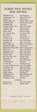Matchbook Cover - Albert Pick Hotels Chain