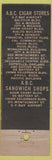 Matchbook Cover - ABC Cigar Co Sandwich Shops San Francisco CA