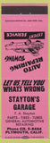 Matchbook Cover - Stayton's Garage Plymouth CA