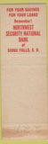 Matchbook Cover - Northwest Security Bank Sioux Falls SD SAMPLE