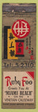 Matchbook Cover - Ruby Foo Chinese Food Miami Beach FL WEAR