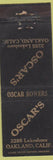 Matchbook Cover - Oscar's Oakland CA