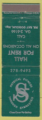 Matchbook Cover - Gymnastics Hall for Rent NO TOWN