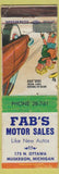 Matchbook Cover - Far's Motor Sales Muskegon MI WORN
