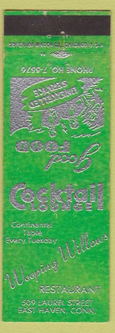 Matchbook Cover - Weeping Willows Restaurant East Haven CT