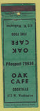 Matchbook Cover - Oak Cafe NO TOWN wear